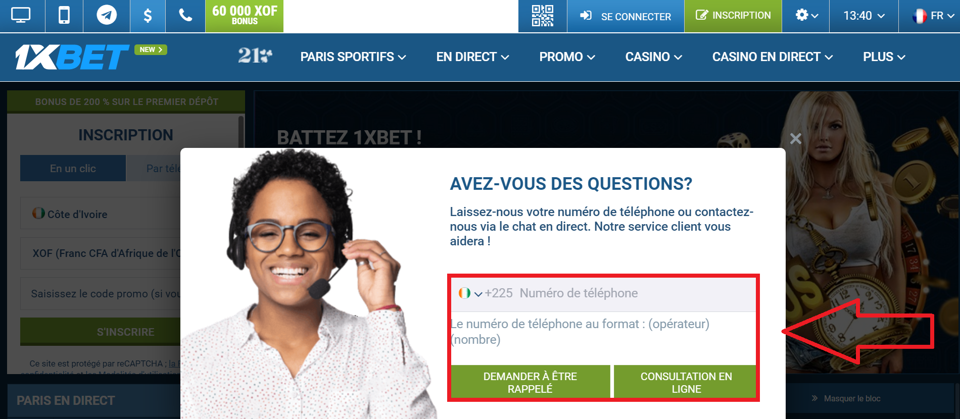 Le soutien des utilisateurs 1xbet